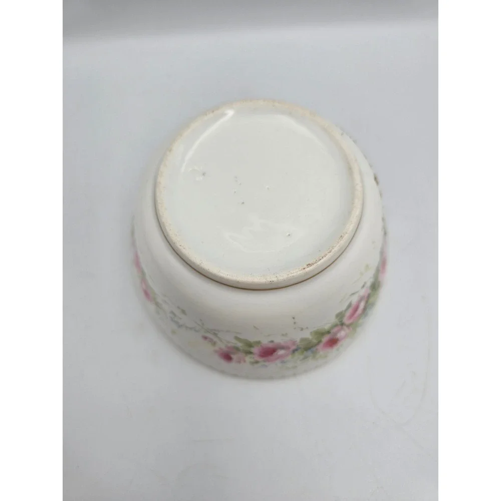 Antique Hand Painted Porcelain Bowl 1896 Pink Roses‎ Gold Gilt Victorian - Picture 5 of 12